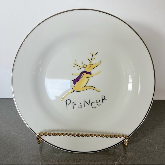 Pottery Barn limited edition discontinued reindeer salad dessert plate set of 3 - Picture 5 of 9